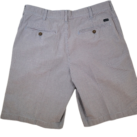 Mens size 36 Izod Blue Red Grey White Plaid Chino Short - Picture 3 of 5
